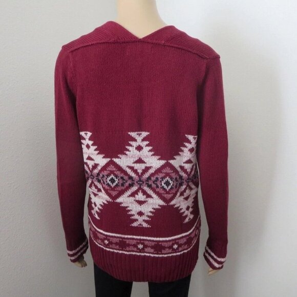 NWT Hollister Womens Patterned Cardigan Size XS Burgundy - Picture 4 of 4